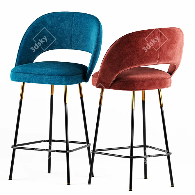 Modern Fabric Stool 3D model image 1