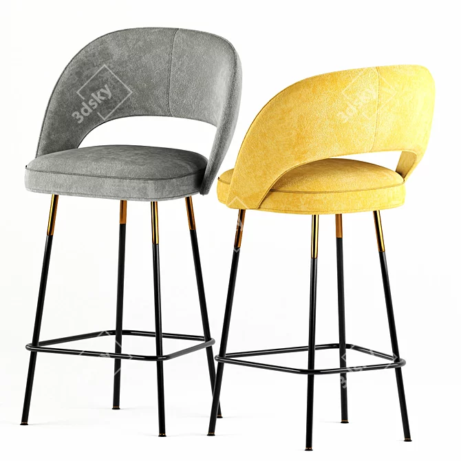 Modern Fabric Stool 3D model image 2