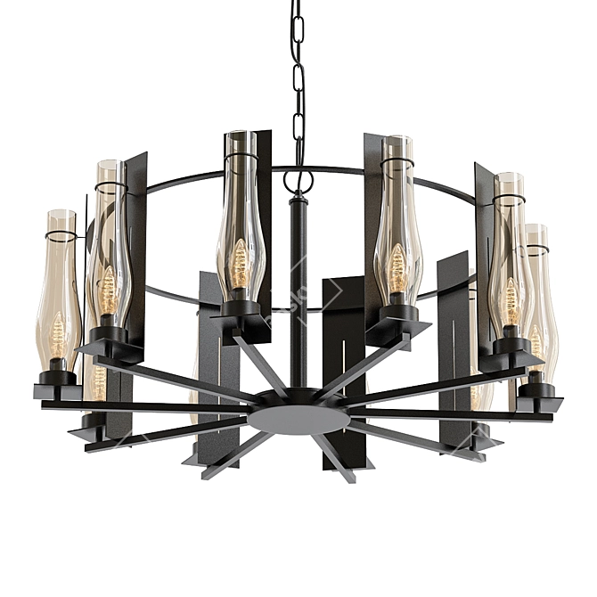 Elegant Glow: New Town Chandelier 3D model image 1