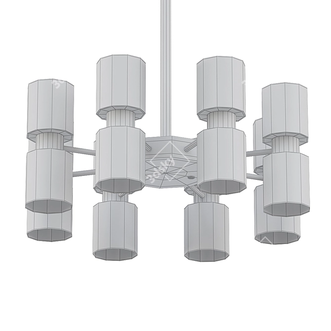 Sleek Black Coated Chandelier 3D model image 2