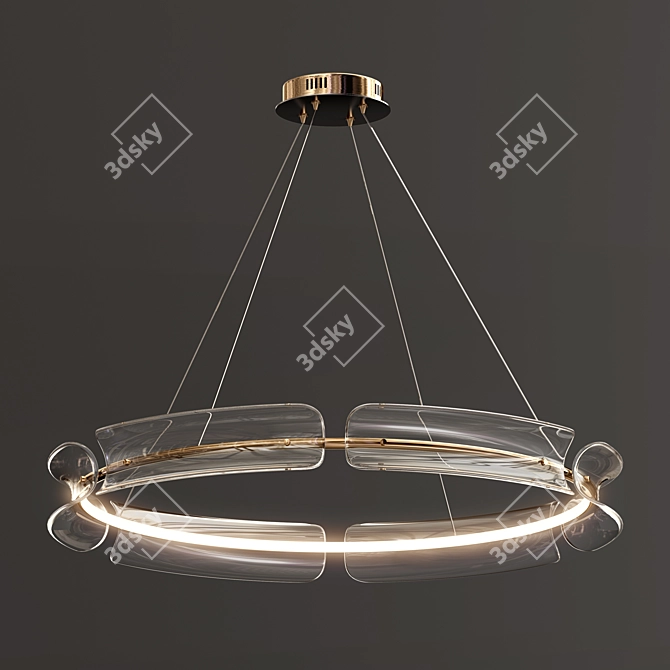 Sleek Round LED Chandelier 3D model image 1