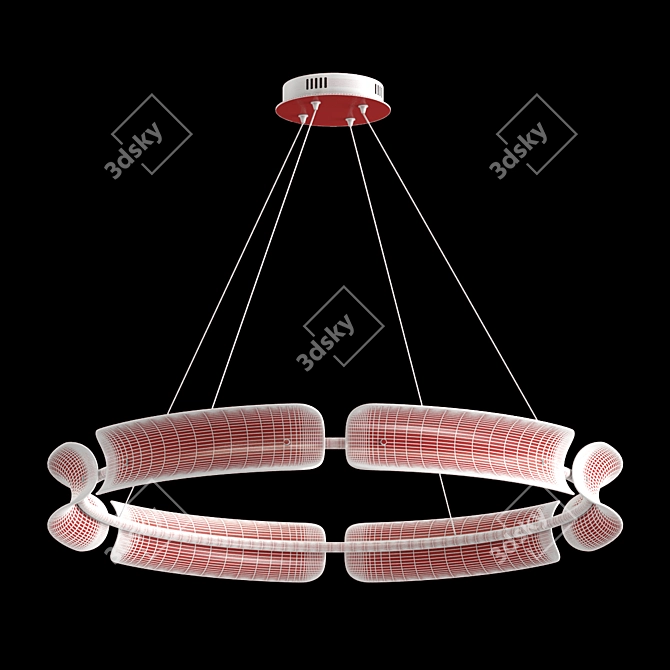 Sleek Round LED Chandelier 3D model image 2