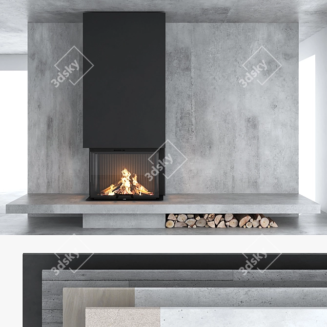 Title: Impression C 2G Decorative Wall with Fireplace 3D model image 1