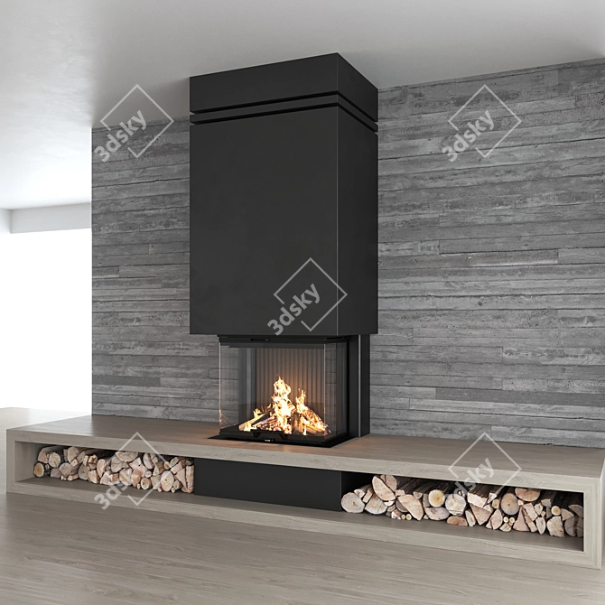 Title: Impression C 2G Decorative Wall with Fireplace 3D model image 3