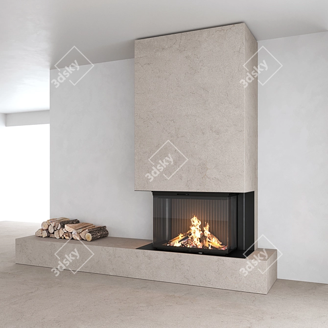Title: Impression C 2G Decorative Wall with Fireplace 3D model image 4