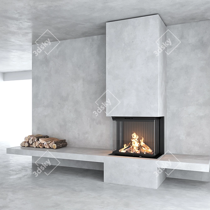 Title: Impression C 2G Decorative Wall with Fireplace 3D model image 5