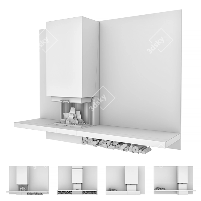 Title: Impression C 2G Decorative Wall with Fireplace 3D model image 7