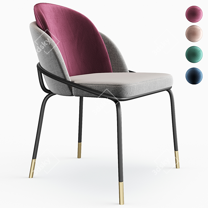 Luxurious Colello Velvet Arm Chair 3D model image 1