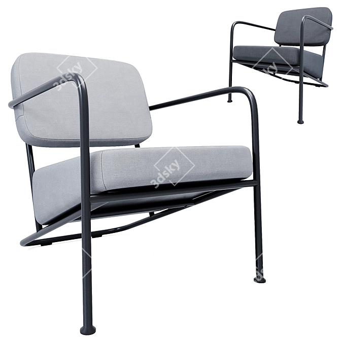 Modern Gray Chrissy Armchair 3D model image 6