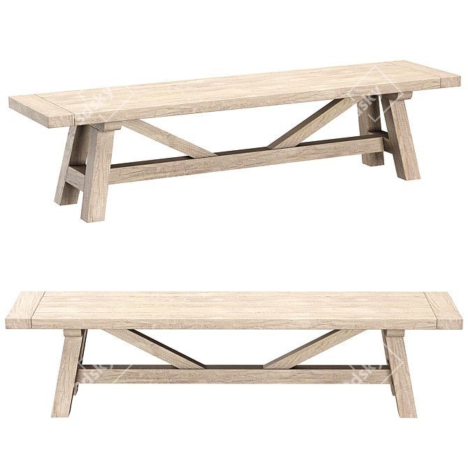 Iona Solid Pine Bench 3D model image 3