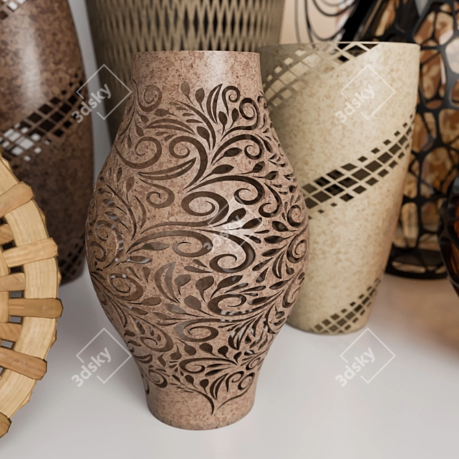 Elegant Decor Set with Vase & Sculpture 3D model image 4