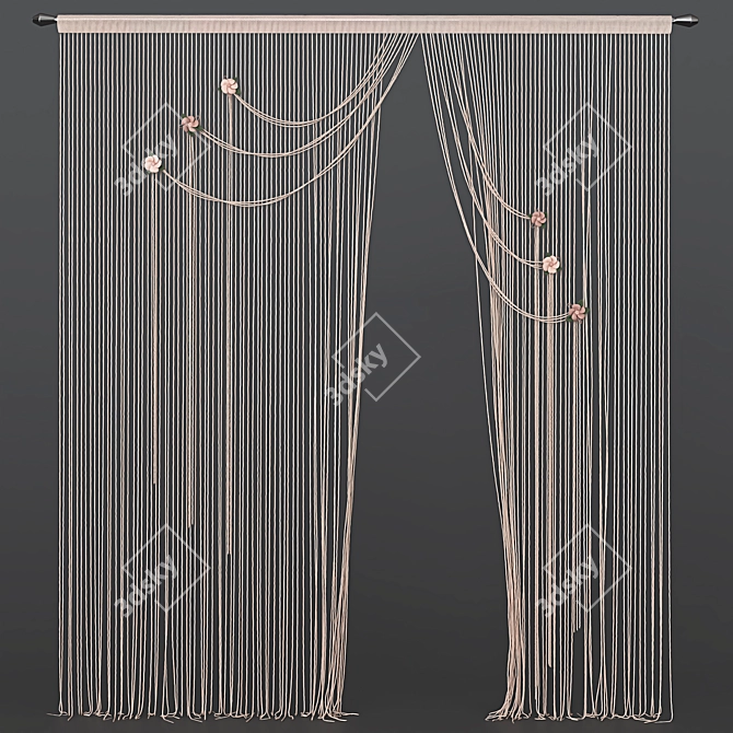 Elegant Kiseya Curtain 3D model image 1