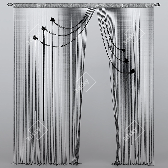 Elegant Kiseya Curtain 3D model image 3