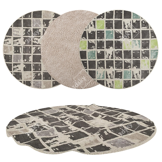 Versatile Set of 6 Round Rugs 3D model image 1