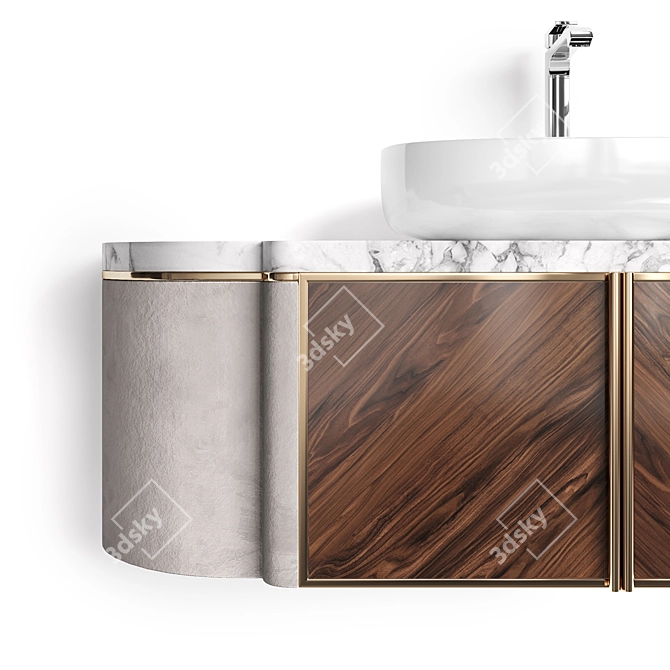 Luxury Chalice Double Vanity: Elegant Two-Sink Hanging Cabinet 3D model image 2