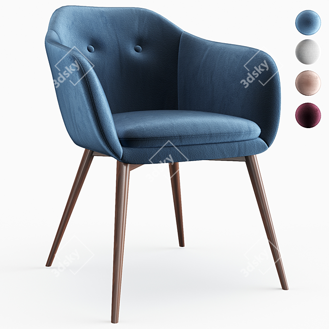 Elegant Valor Tufted Armchair 3D model image 1