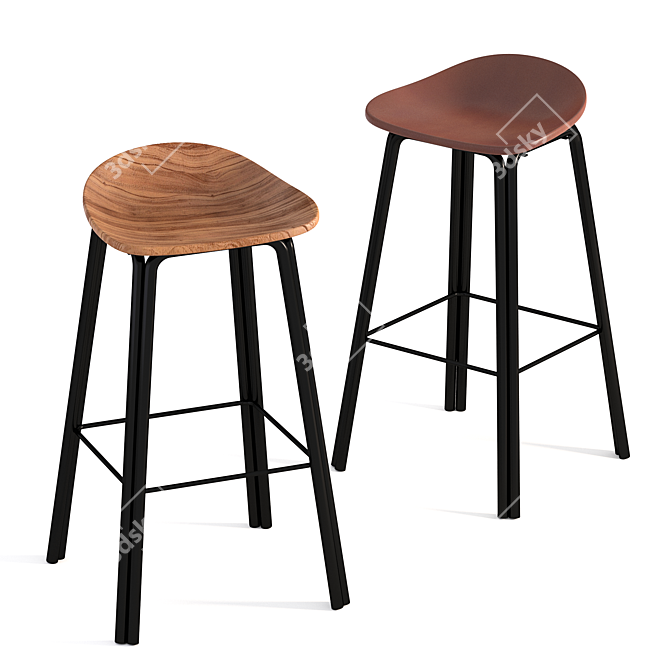 Lodi Tan & Black Bar Stool 3D model image 1