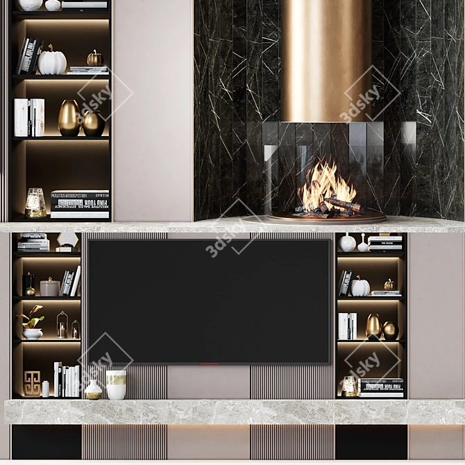 Sleek TV Wall 75 3D model image 2