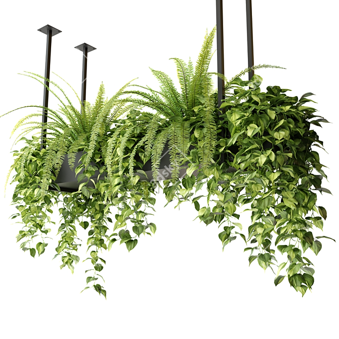 Rectangular Hanging Indoor Planters 3D model image 1