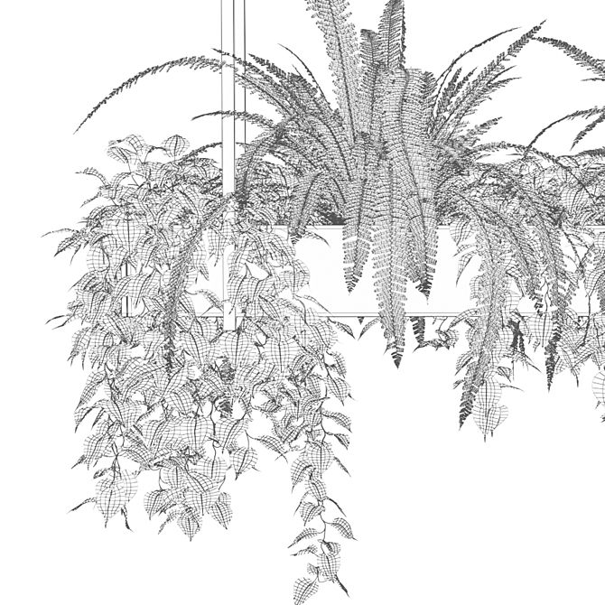 Rectangular Hanging Indoor Planters 3D model image 4