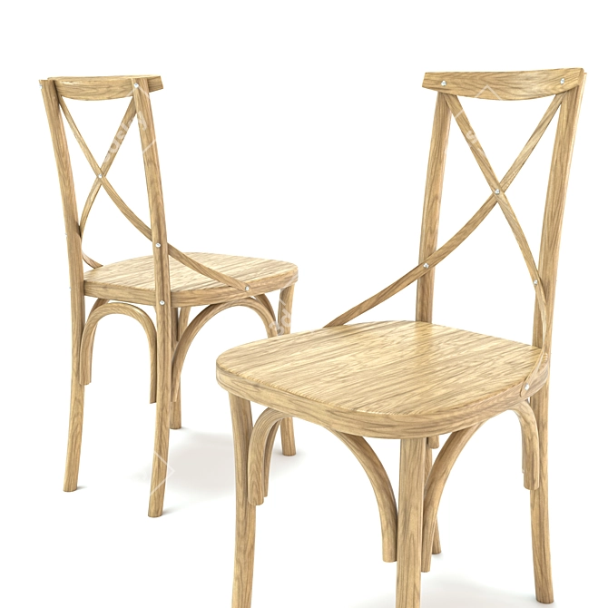 Modern Teak Dining Set: ODGER Table & 6 Cross Back Chairs 3D model image 2