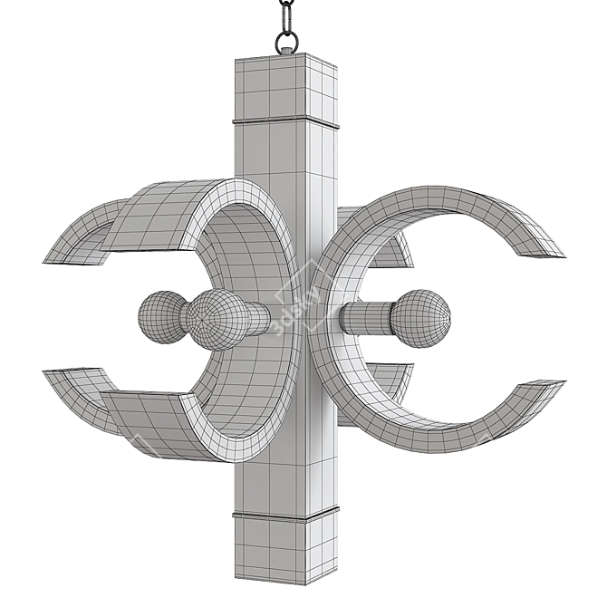 Elegant Hollis Lucite Chandelier 3D model image 2