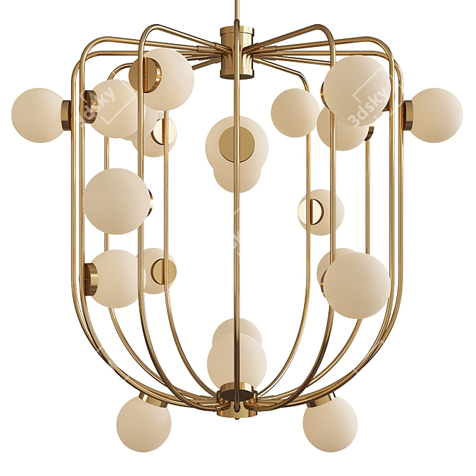 Opaline Ball Murano Cage Chandelier 3D model image 1