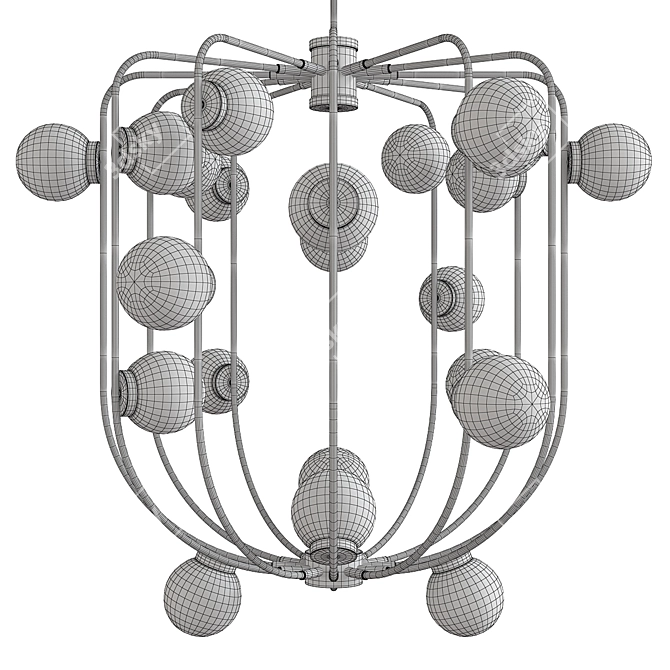 Opaline Ball Murano Cage Chandelier 3D model image 2