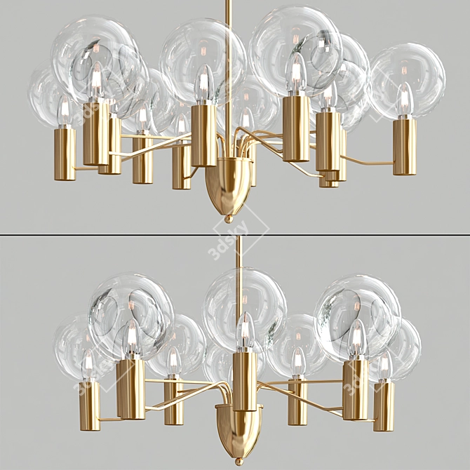 Modern Gold Chandelier: MORTEN 3D model image 1