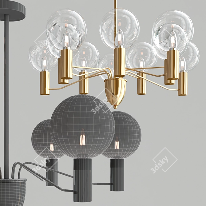 Modern Gold Chandelier: MORTEN 3D model image 3