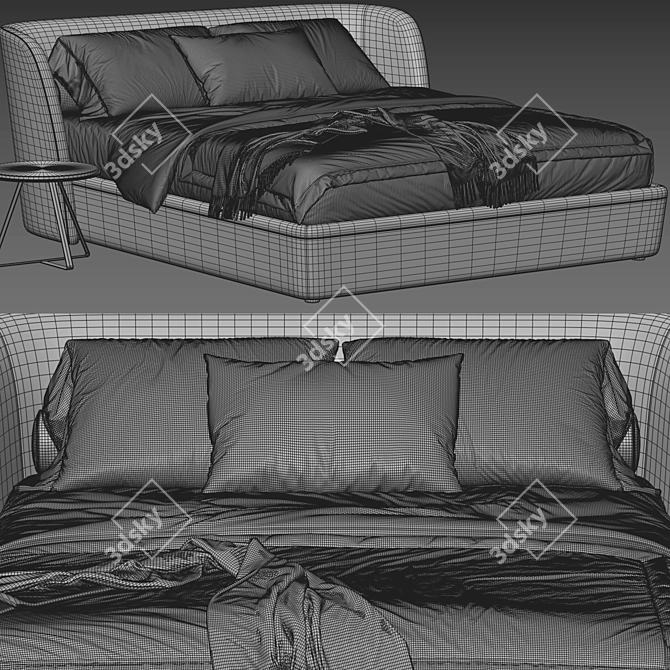 Rolf Benz Tondo Fabric Bed 3D model image 3