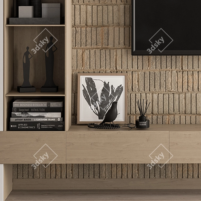 Stylish TV Wall Unit 3D model image 3