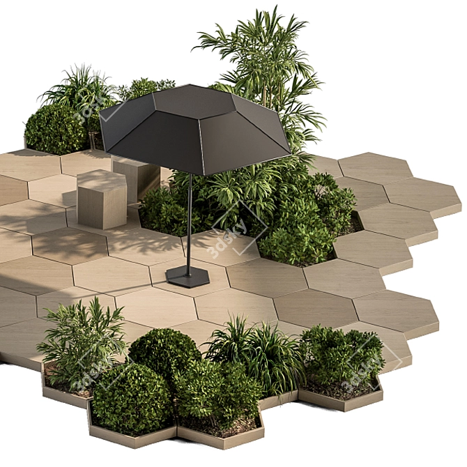 Urban Oasis Bench: Set 25 3D model image 4