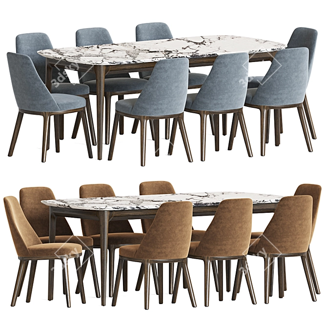 Title: Sleek 2012 Dining Set 3D model image 1