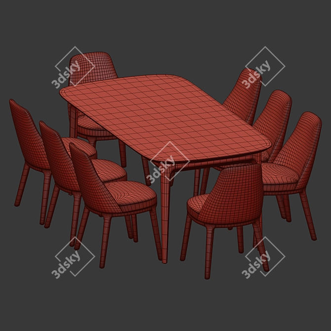 Title: Sleek 2012 Dining Set 3D model image 2