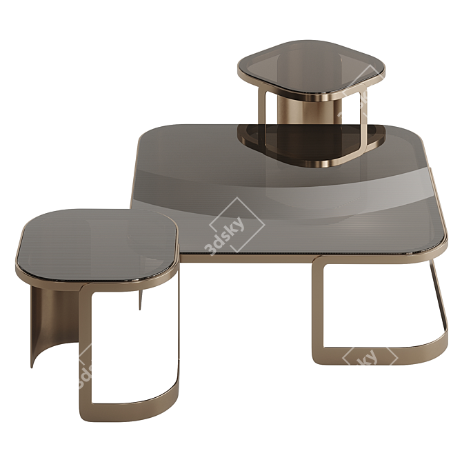 Modern Fendi Bent Glass Coffee Table 3D model image 1