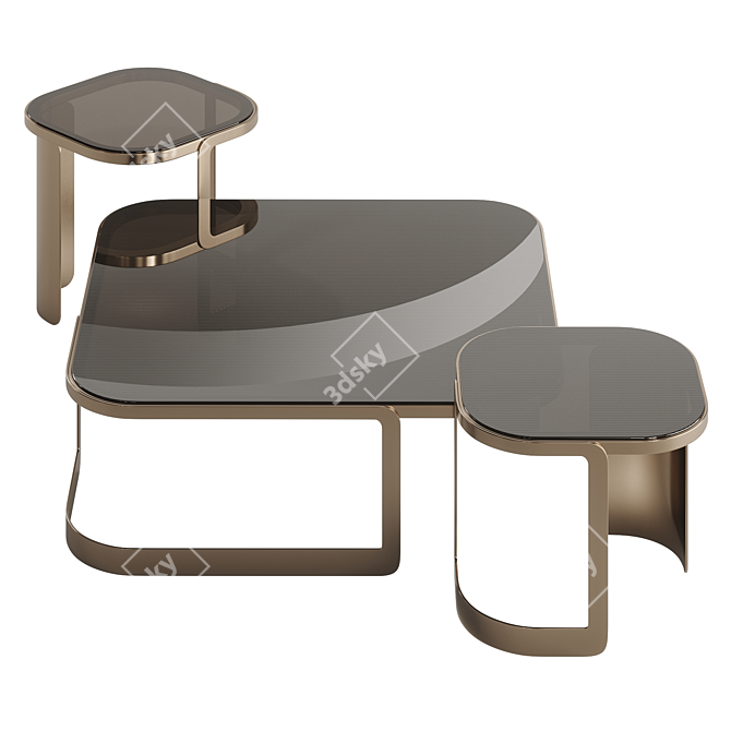 Modern Fendi Bent Glass Coffee Table 3D model image 3