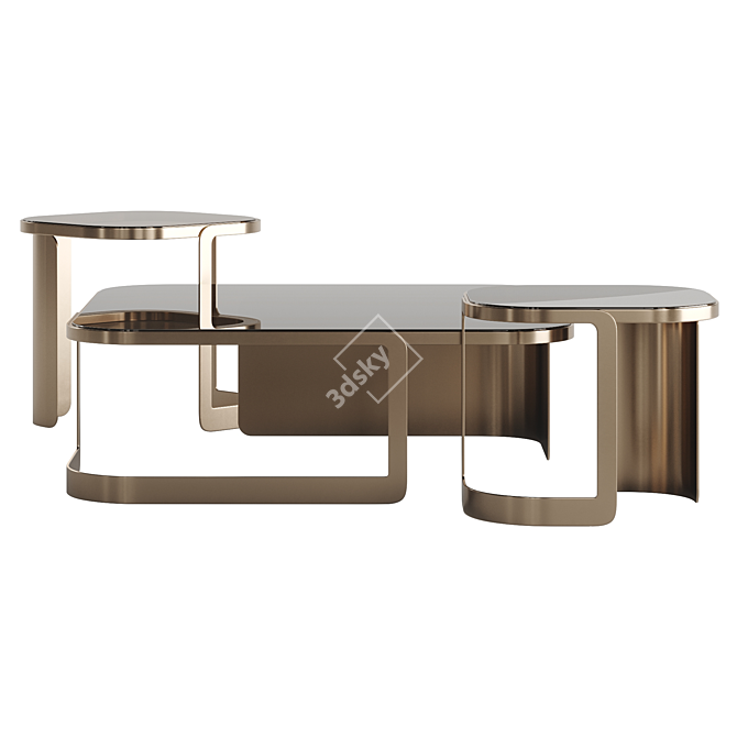 Modern Fendi Bent Glass Coffee Table 3D model image 5