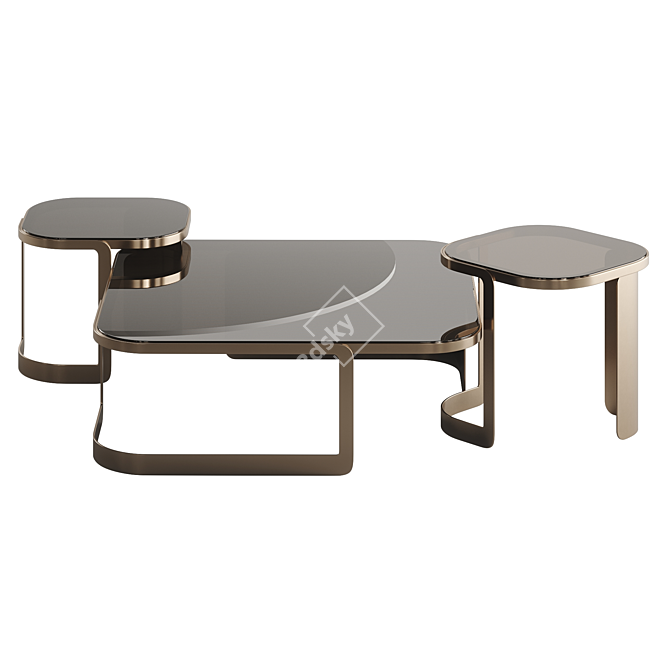 Modern Fendi Bent Glass Coffee Table 3D model image 6