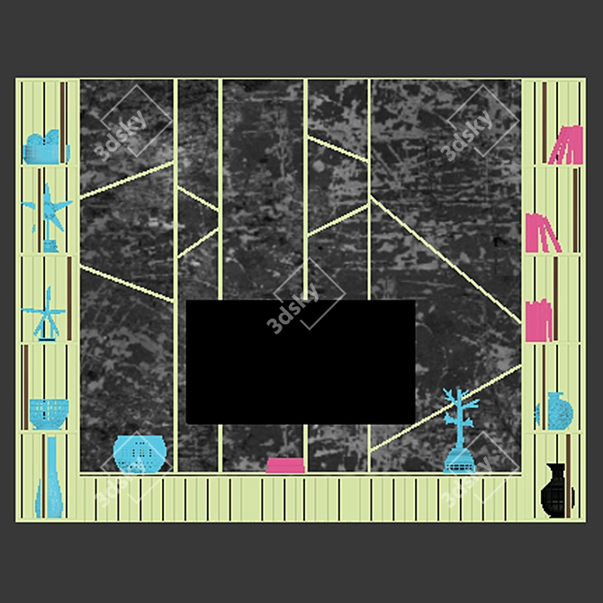 Spacious TV Wall Unit 3D model image 3