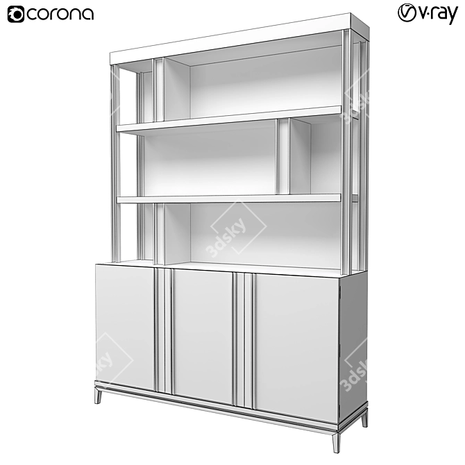 Modern Metal Shelving Unit 3D model image 2