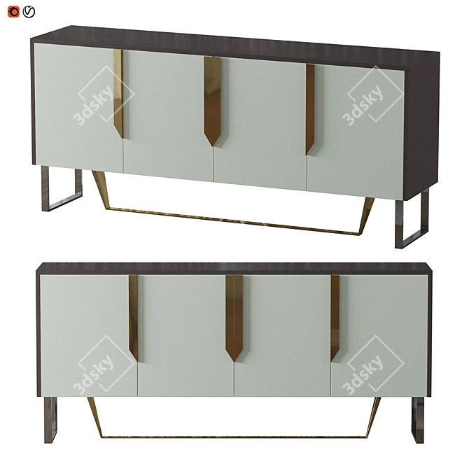 Art Deco Crystal Wardrobe Cluny 3D model image 1