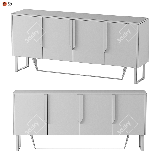 Art Deco Crystal Wardrobe Cluny 3D model image 2