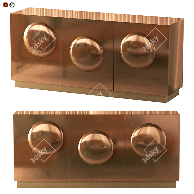 Chaussy Copper Sideboard: Art Deco Style 3D model image 1