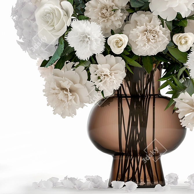 Luxury White Flower Bouquet 3D model image 2
