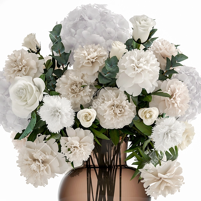 Luxury White Flower Bouquet 3D model image 3
