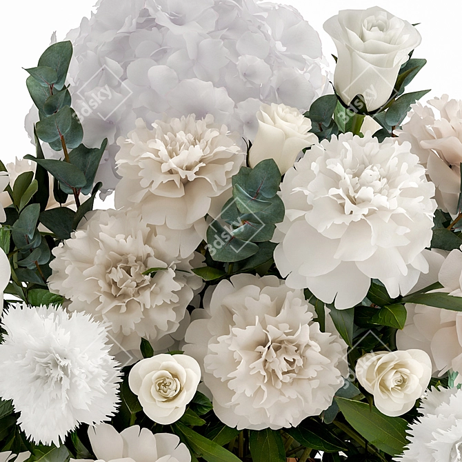 Luxury White Flower Bouquet 3D model image 4