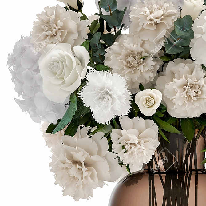 Luxury White Flower Bouquet 3D model image 6