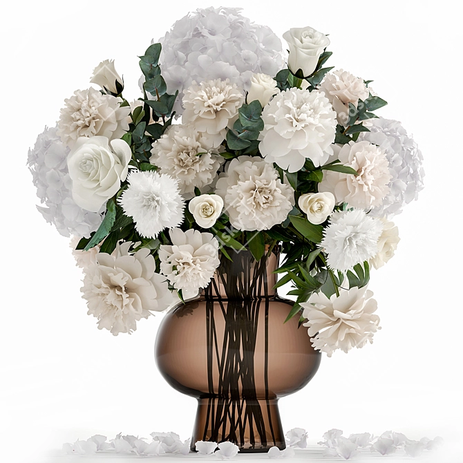 Luxury White Flower Bouquet 3D model image 8