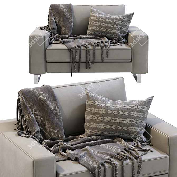 Elegant Slide Armchair in Marelli Leather 3D model image 2